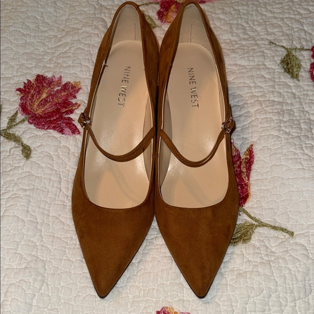 Nine West Faux Suede Pointy Block Heel